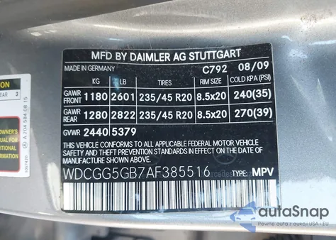 2010 Mercedes-Benz Glk 350 from USA, damaged, VIN WDCGG5GB7AF385516